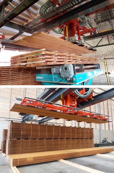 Sistema de manipulación de madera por vacío